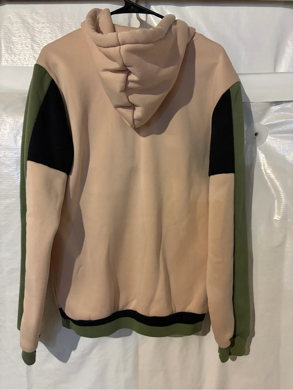 Multicolor Hoodie in Beige, Black & Olive Green